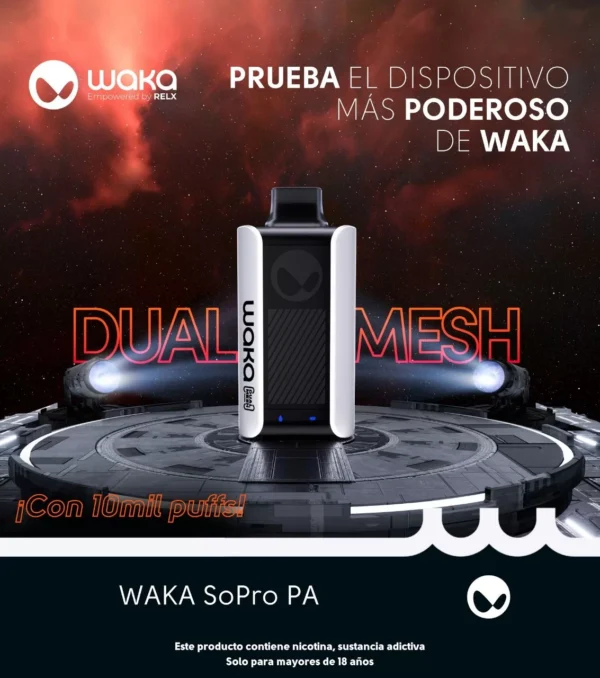 WAKA SoPro PA10000 - Vape Desechable Recargable con 10,000 Caladas y Doble Resistencia de Malla | KOV México