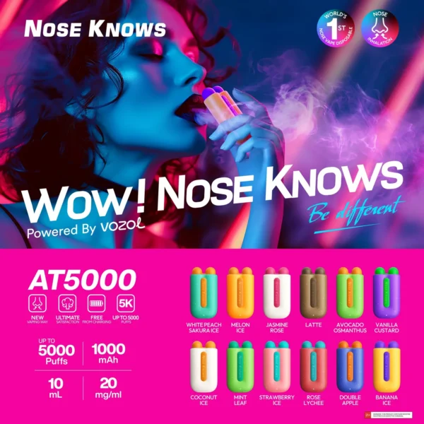 Nose Knows AT5000 - Vape Desechable 5,000 Caladas con Diseño Elegante | KOV