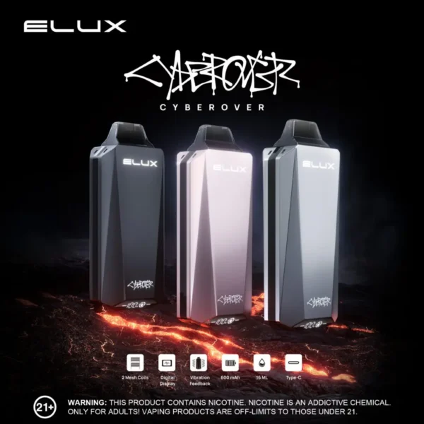 ELUX Cyberover 18,000 Puffs - Vape Desechable Recargable con Pantalla y Flujo de Aire | KOV